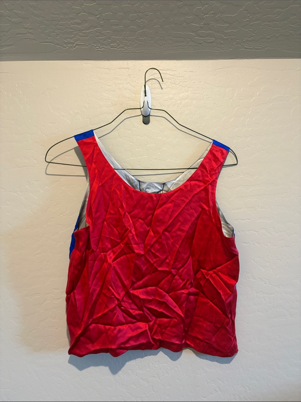 Reversible Red Satin Camisole with Blue Accent Straps
